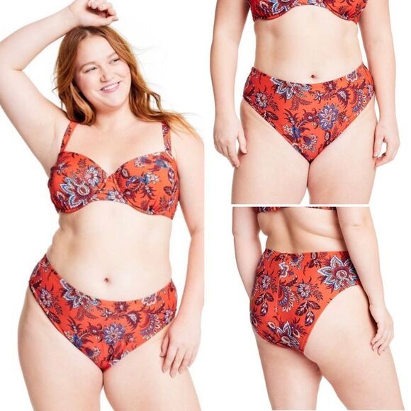 RHODE x Target Large Leaf Floral Print Hipster Coverage Bikini Bottom Sz XXL NWT - Picture 1 of 14